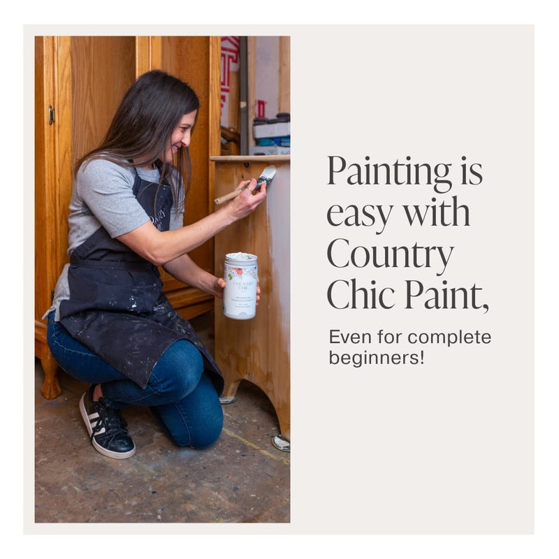 Country Chic Paint كانتري شيك الكل في واحد طلاء طباشيري للأثاث، الخزائن، ديكور المنزل، صديق للبيئة، تشطيب مطفي، مع برايمر وطبقة علوية مدمجة للخشب والمعادن - لا حاجة للشمع (صنداي تي (رمادي دافئ)، عينة (4 أوقية)) - Image 5